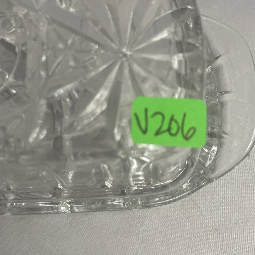 Anchor Hocking Butter Dish Star of David Covered With Lid Clear Glass Vintage